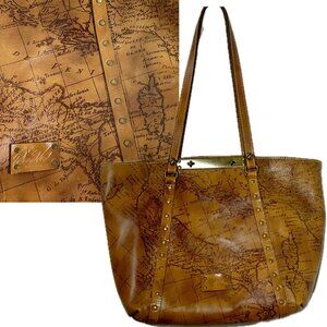 Patrica Nash Benvenuto Signature Map Collection Large Leather Purse Tote